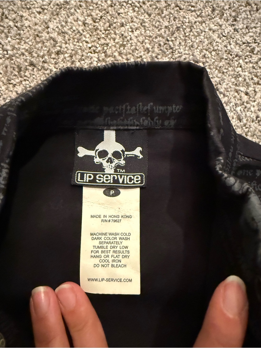 Vintage Lip Service Black Skull Button down shirt - Picture 2 of 4